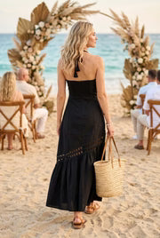 Maxine Sleeveless Sun Kissed Cutwork Lace Maxi Dress Black