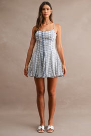Hope Sleeveless Floral Paisley Print Mini Dress Blue