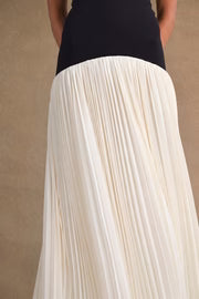 Waitlist 7/30 • Vienna Sleeveless Pleated Skirt Mix Maxi Dress Black