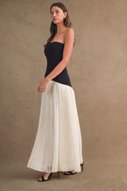 Waitlist 7/30 • Vienna Sleeveless Pleated Skirt Mix Maxi Dress Black