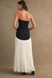Waitlist 7/30 • Vienna Sleeveless Pleated Skirt Mix Maxi Dress Black