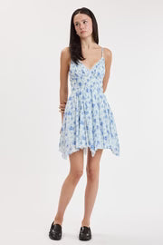 Mischa Sleeveless Dreamy Floral Print Mini Dress Blue
