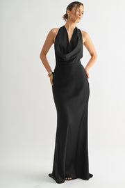 Waitlist 7/25 • Liv Sleeveless Halter Open Back Maxi Dress Black