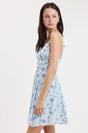 Mischa Sleeveless Dreamy Floral Print Mini Dress Blue