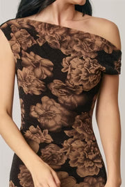 Waitlist 9/25 • Kayla One Shoulder Botanical Beauty Floral Print Maxi Dress Black