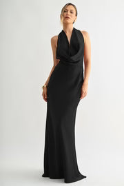 Waitlist 7/25 • Liv Sleeveless Halter Open Back Maxi Dress Black