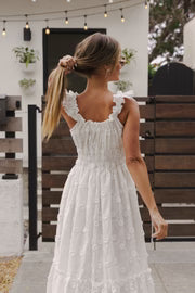 Natalia Flutter Sleeve 3D Floral Maxi Dress White