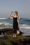 Brittany Sleeveless Crochet Knit Maxi Dress Black