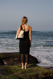 Brittany Sleeveless Crochet Knit Maxi Dress Black