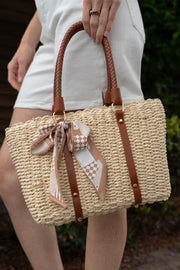 Cheyanne Straw Tote Bag Natural Brown
