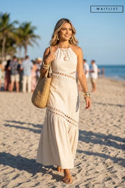 Waitlist 8/5 • Maxine Sleeveless Sun Kissed Cutwork Lace Maxi Dress Natural