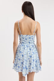 Mischa Sleeveless Dreamy Floral Print Mini Dress Blue